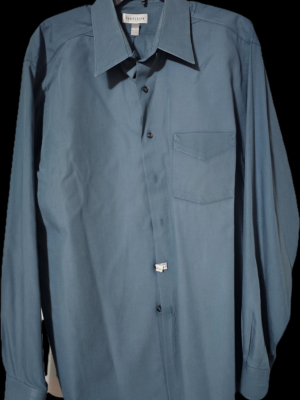 Van Heusen Men's Slate Blue Dress Shirt - Point Collar, Chest Pocket